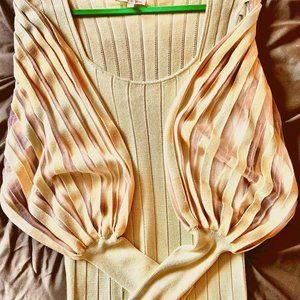 See and Be Seen. Knit Lightweight Balloon Sleeve Sweater w/fitted wrists